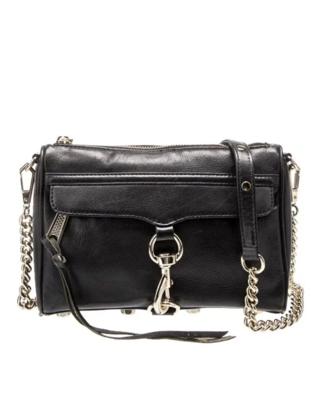 Rebecca Minkoff Crossbody Mini Mac Purse Black Leather And Silver Chain
